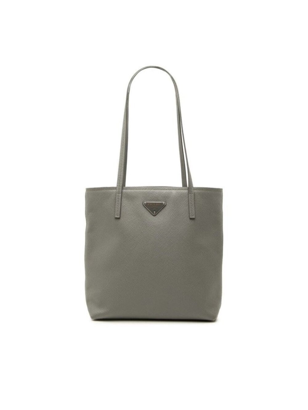 Prada Tote Shoulder Bag Gray Saffiano Leather